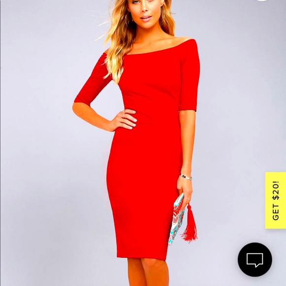 Lulu's Dresses & Skirts - Lulus red off the shoulder midi